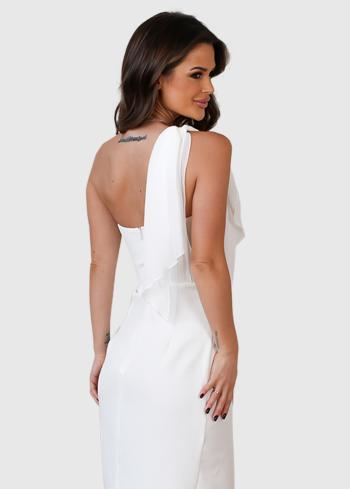 Krizia white short one shoulder dress  - back