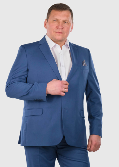 Mirko Lielo izmēru zils klasiskais uzvalks ar vilnu