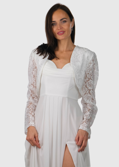 Hillary white short blazer with lace 