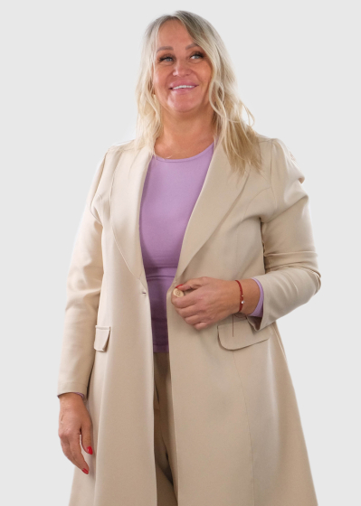 Velia Plus Size dark beige long blazer