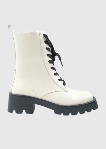AZAREY white womens lace-up boots