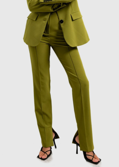 Olive women's pants with side cuts out