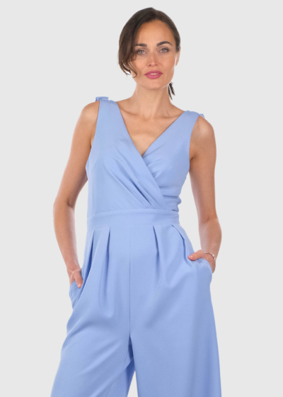 Bartola light blue jumpsuit with bows