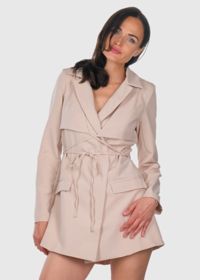 Melania beige long sleeve  jumpsuit