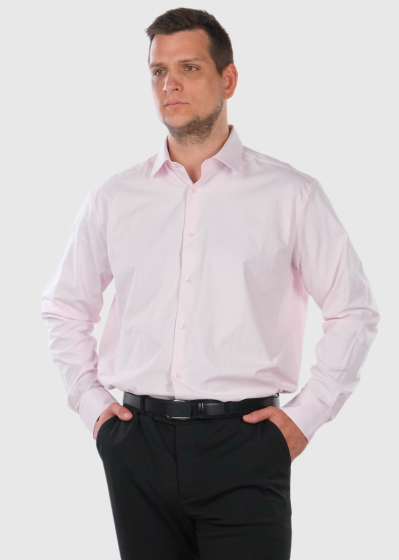Slim Fit gaiši rozā vīriešu krekls ar garām piedurknēm