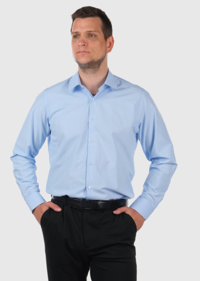 Slim Fit gaiši zils vīriešu krekls ar garām piedurknēm