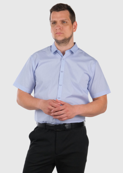 Josué Slim Fit голубая рубашка с короткими рукавами