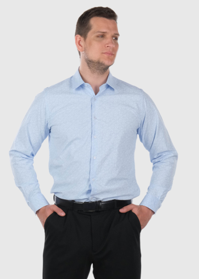 Slim Fit light blue men's long sleeve shirt