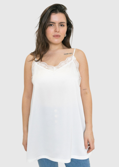 Piedad Plus Size white thin shoulder straps top