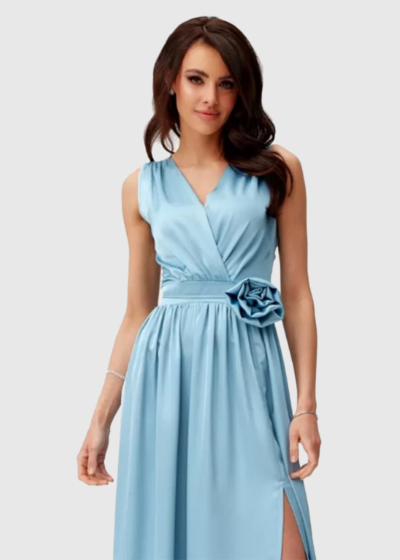 Acucena голубое длинное вечернее платье 