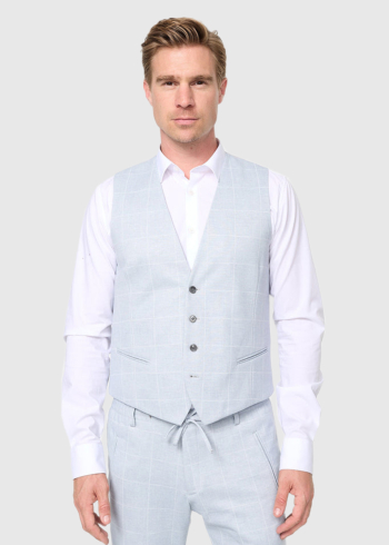 Quido light blue classic checkered vest