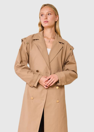 Demetria beige women's coat with a belt