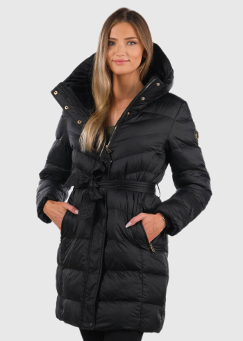 Enna black women's jacket with a belt