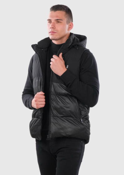 Daemon black men's vest with hood