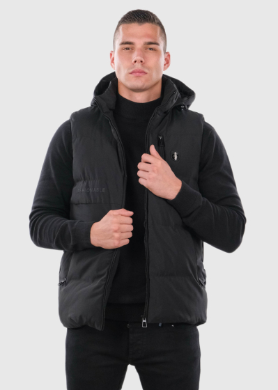 Davis black men's vest with hood