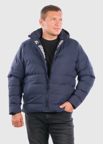 Alberto Plus Size dark blue short jacket with hood