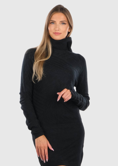 Geneva black high neck sweater dress