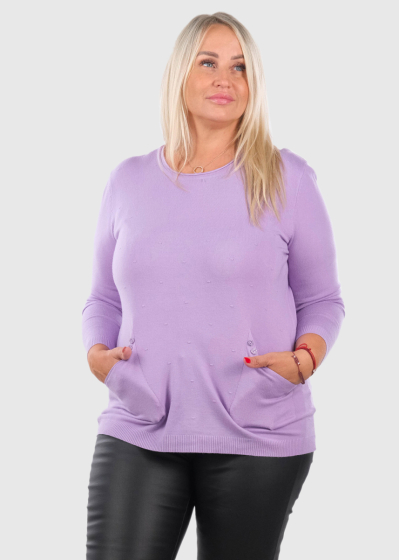 Irina Lielo izmēru violets džemperis ar kabatām