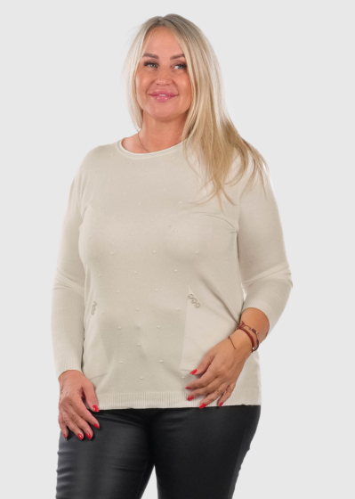 Irina Lielo izmēru bēšs džemperis ar kabatām
