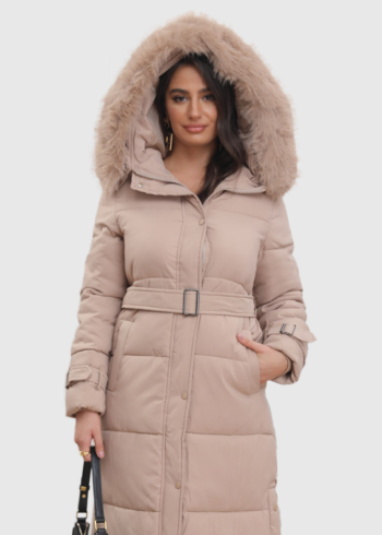 Isalinа bēša gara jaka ar jostu