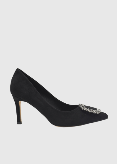 AZAREY black women's shoes with embellished buckles