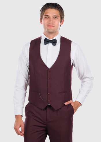 Grell Plus Size bordo classic vest with chain