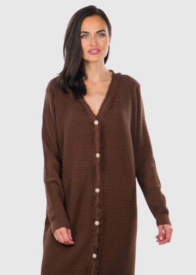 Lilith brown long sweater dress with buttons
