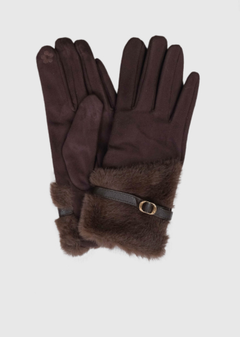 Madel brown fur inserts gloves