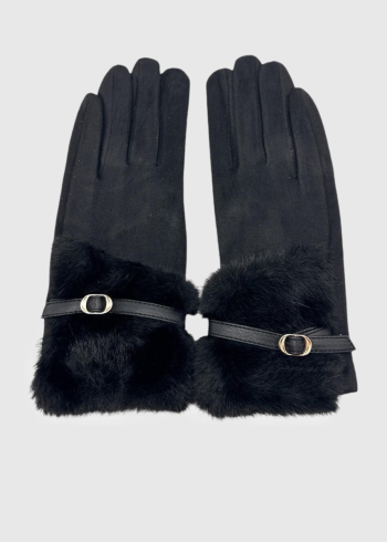 Madel black fur inserts gloves