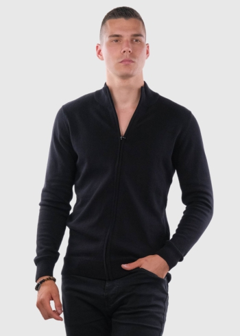 Clemente black mens zipped sweater