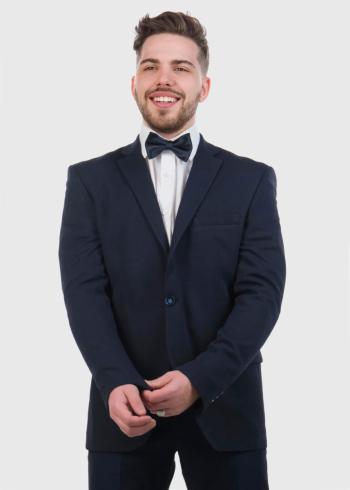 Bekir темно-синий мужской приталенный пиджак