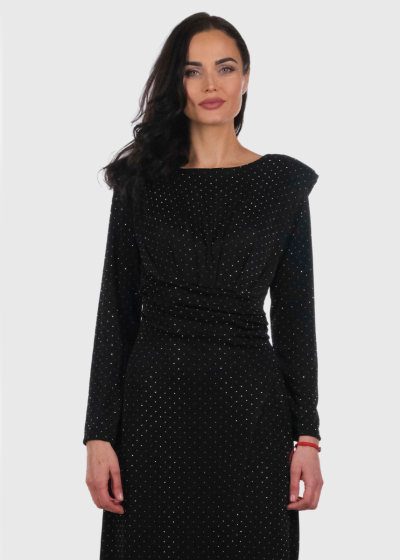 Alyanna black evening dress with rhinestones