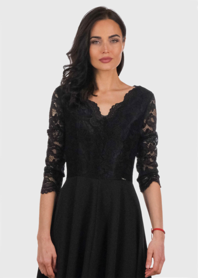 Edvige black evening dress with slit