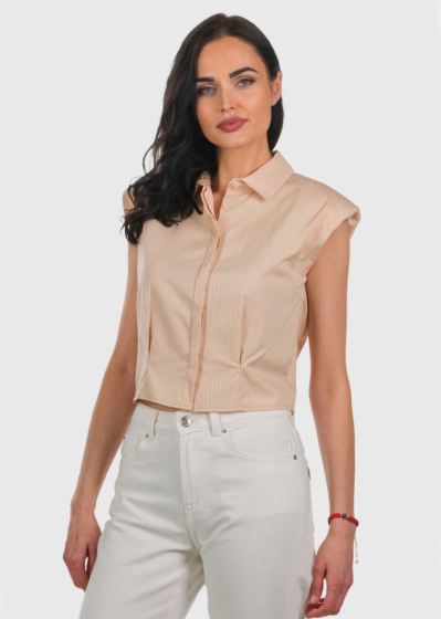 Asalya beige women's short sleeve shirt