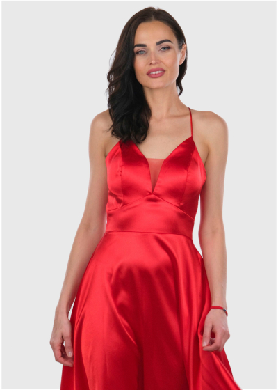 Courtney red backless evening dress