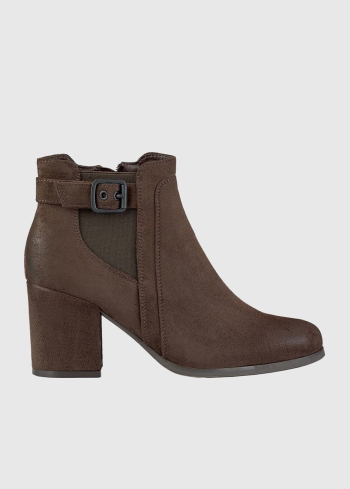 Amore dark brown womens short heeled boots