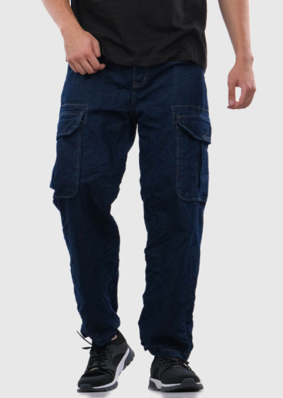 Gallo Slim Fit zili vīriešu džinsi ar kargo tipa kabatām
