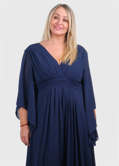 Estella Plus Size dark blue long evening dress