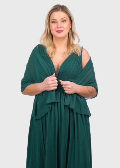 Elisabeth tumši zaļa gara vakarkleita