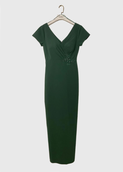 Amara green long evening dress