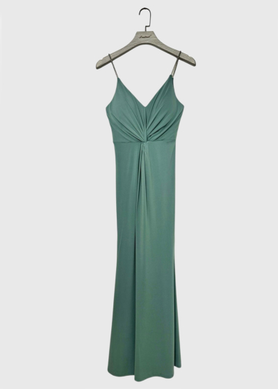 Gultena green evening dress with split