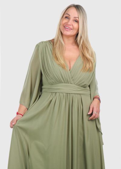 Estella зеленое длинное вечернее платье Большого размера