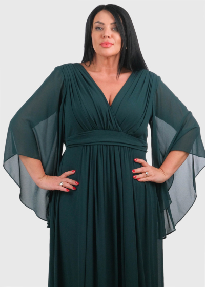 Estella Plus Size dark green long evening dress