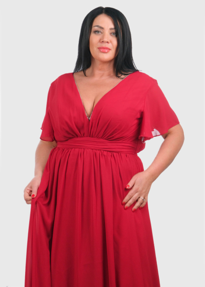Ishani Plus Size red long evening dress