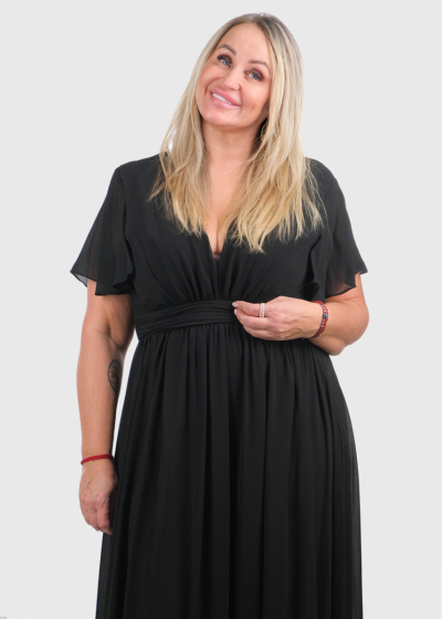 Ishani Plus Size black long evening dress