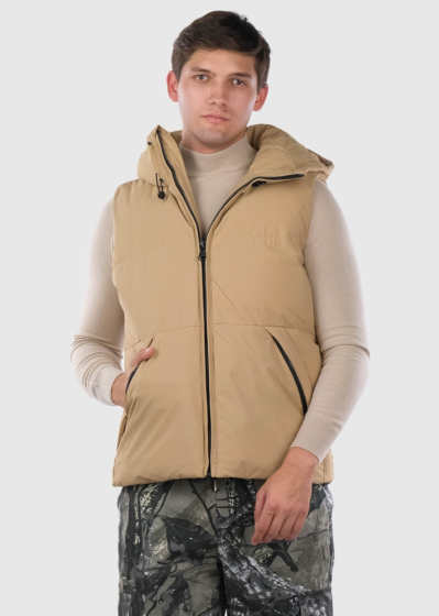 Nello beige men's vest with hood