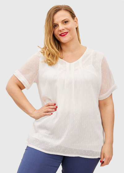 Jeannette Plus Size white short sleeve blouse