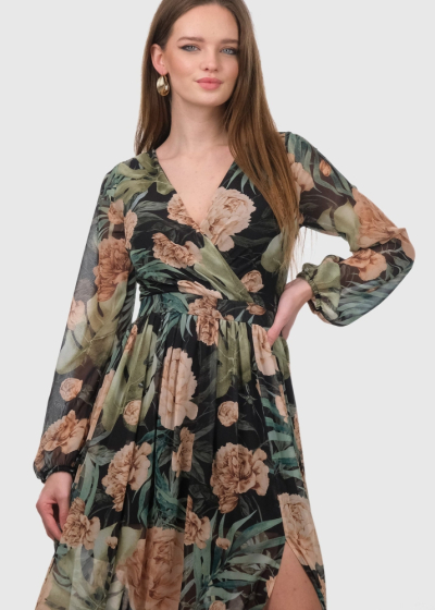 Rachel evening dress with floral print