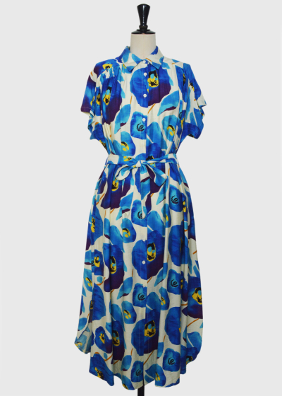 Yoshiko blue long printed dress