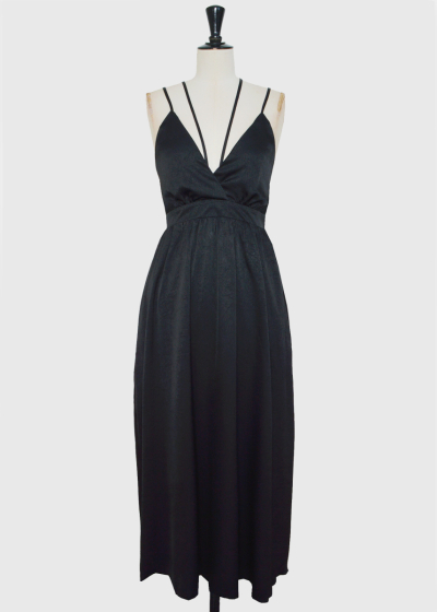 Zaida black evening dress with open back